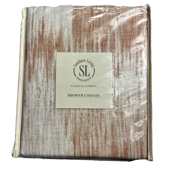 Southern Living Cotton White Peach Pink Sydney Shower Curtain 72x72 - Picture 1 of 5